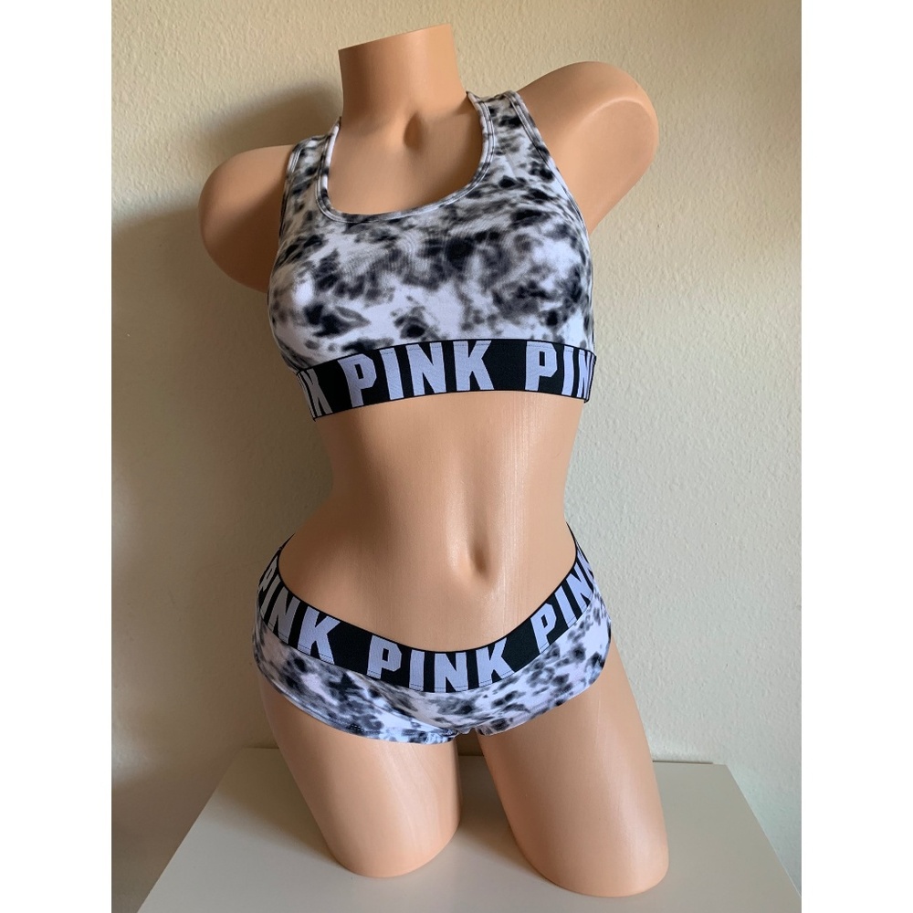 Victoria’s Secret VS PINK Gray Tie Dye Bralette Top + Panty Matching Set M